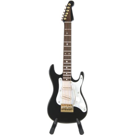 Delicate 14 cm Mini Houten Elektrische Gitaar Model Ornamenten Collectie met Standaard(Zwart) zwart