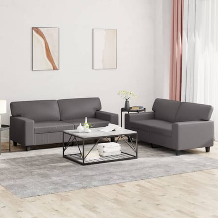 vidaXL - 2-delige - Loungeset - kunstleer - grijs