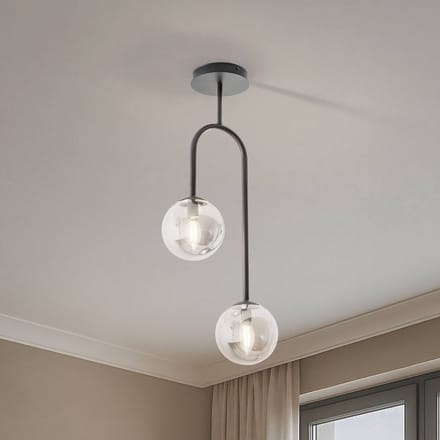 EMIBIG LIGHTING Atria plafondlamp, rookgrijs/zwart, hoogte 76 cm, 2-lamps.