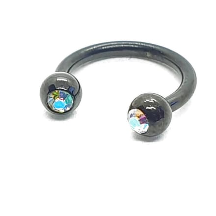 Zwart Met Steentjes - Neus / Septum / Helix Piercing