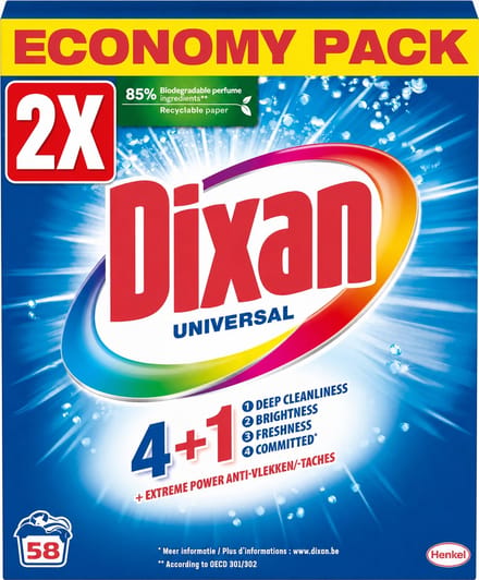 2 x Dixan - Waspoeder - Voor universele was - 58 wasbeurten