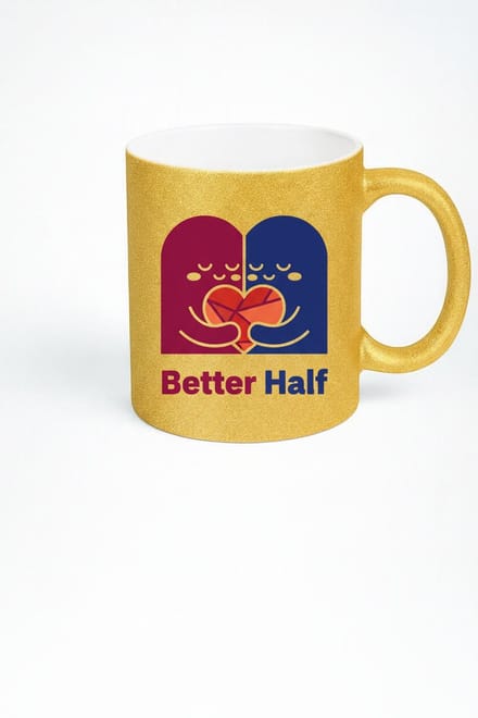 Gouden Glitter Mok "Better Half" - Romantisch Cadeau voor Koppels en Geliefden