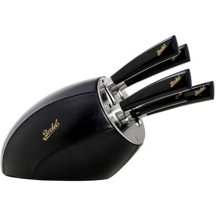 BERKEL ELEGANCE - Messenblok met 5 messen - Zwart leer