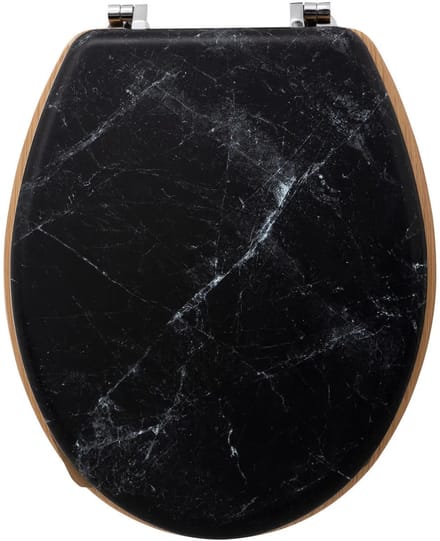 5Five Toiletbril Rome - zwart marmer print - MDF hout - universeel - standaard wc bril