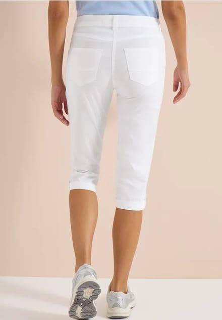 3/4 Mid Waist Slim Legs broek met omslag