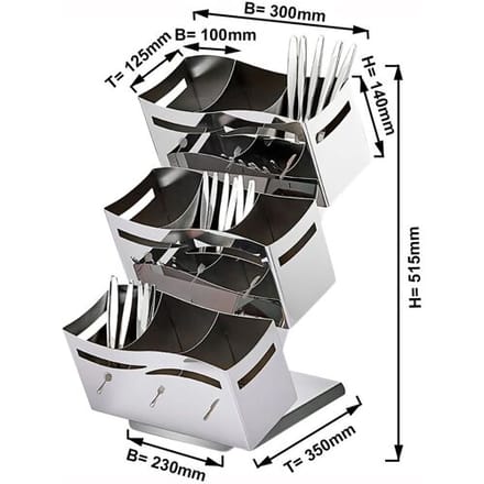GGM Gastro Besteckkasten - mit 3x 3 Ablagen - Chrom Zilver