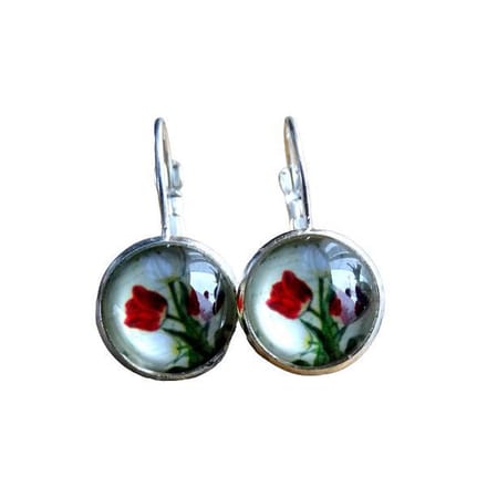 2 Love it Tulp E - Oorbellen - Wit - Groen - Rood - Zilverkleurig