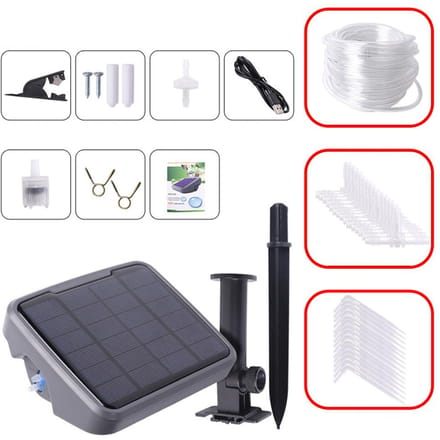 Système d'irrigation solaire Kits d'irrigation goutte à goutte automatiques avec 15 goutteurs Dispositif d'arrosage pour Type B gray