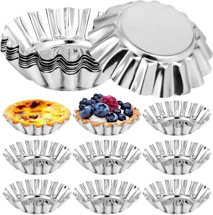 Mini Taartvormpjes RVS - 20 Stuks | 3 Inch Ronde Bakvormpjes voor Quiche en Pasteitjes