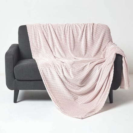 Homescapes Mora Fluwelen Jacquard Deken - Sprei Roze, 160 x 200 cm