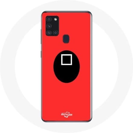 Coque - Samsung - Galaxy A21S - Rouge - Rigide - Squid Game masque soldat