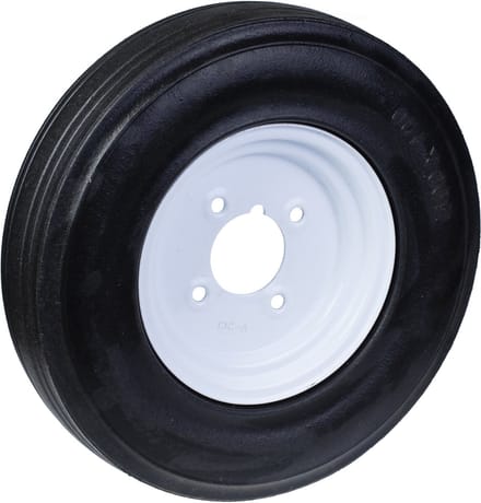 Rubberen band van 400 mm (16 inch), velg met 4 bouten, draagvermogen 1000 kg, set van 2
