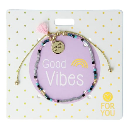 Depesche - Trend kralenarmband Protection & Love - met de tekst Good Vibes