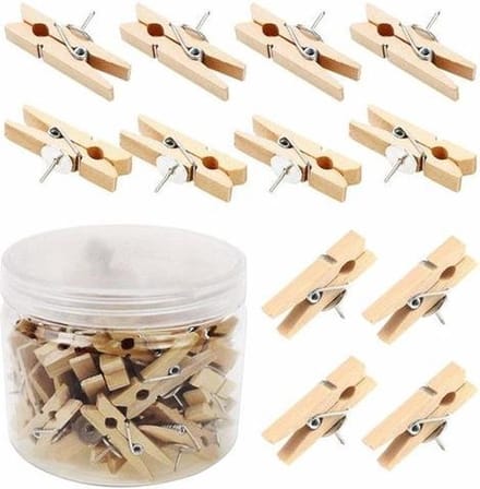 Kurk24 Pushpin knijpers - hout - 20 stuks