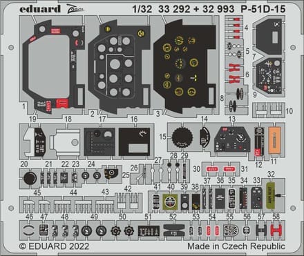 Eduard Modelbouwdecoratie - 32993 Interior for P-51D-15 - Photo-etch