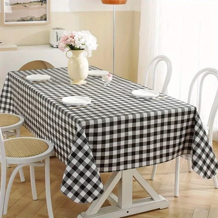 Meble od Nowa - Tafellaken - 140x140 cm - Zwart/Wit Ruit - Polyester