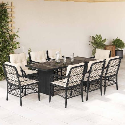 vidaXL - 9-delige - Tuinset - poly - rattan - zwart