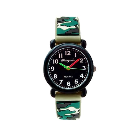 Army Kinderhorloge 3D - Groen | Camouflage/Leger | Kunststof/Siliconen