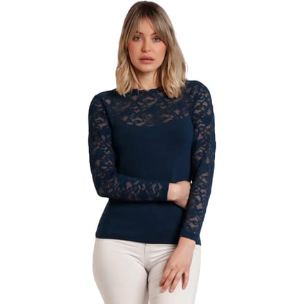 Dames lange mouw kant T-shirt Admas