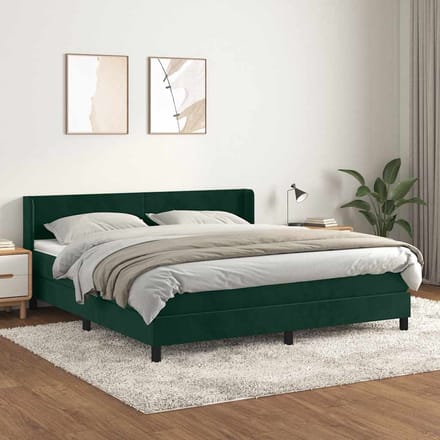 vidaXL - Boxspring - met - matras - fluweel - donkergroen - 160x200 - cm