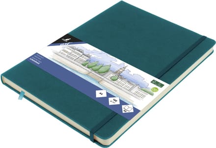 Kangaro schetsboek A4 - dark turquoise - met elastiek en lint