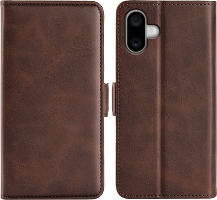 MobyDefend Hoesje - Geschikt voor iPhone 16 - Luxe Wallet Book Case (Sluiting Zijkant) - Bruin
