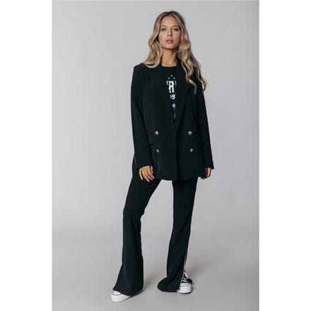 Colourful Rebel  - M - Riley Slit Broek Zwart Dames - Wijduitlopende Fit - Polyester