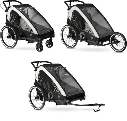 Deryan Fietskar V2 - Kinderfietskar 2 Persoons - Wandelwagen - Cream