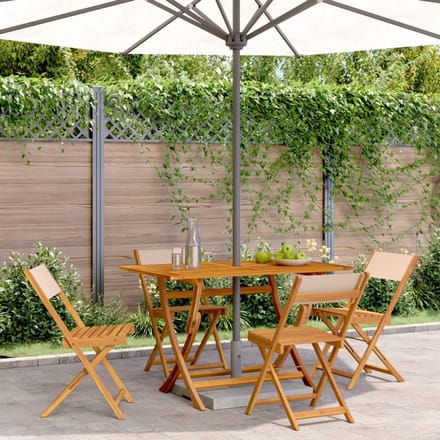 Inklapbare tuinstoelen - Buitenfauteuils set - Ontspannen in de tuin - Set van vier stuks - Beige