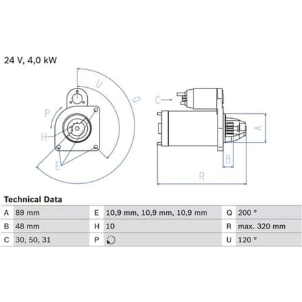 Starter BOSCH 0 986 020 170
