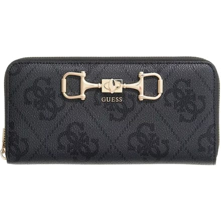 GUESS portemonnee Janie Logo SLG Zip Around Wallet Coal Logo donkergrijs