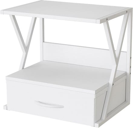 Printerstandaard Bureau - Bureau Organizer - Thuiskantoor Opbergen - Met Opberglade - 42 x 30 x 30.5 cm - Wit