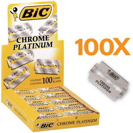 BIC Chrome Platinum Double Edge Razor - Scheermesjes - Platinum coating - Scheermes - 100 Stuks