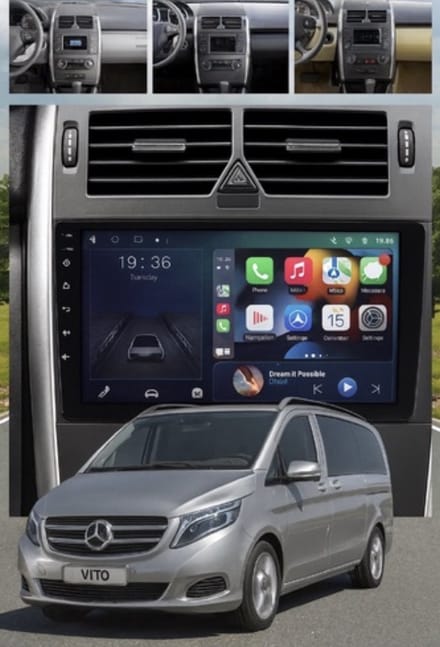 ADIVOX T2 9 inch geschikt voor MB A/B/Vito/Viano/Sprinter/VW Crafter Android 15 CarPlay/Auto/Wifi/5G/DSP/DAB+