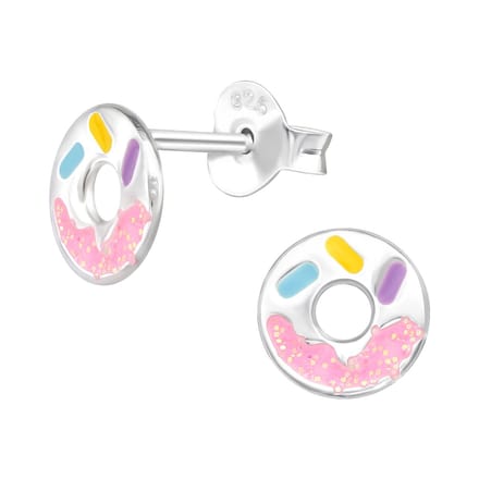 Oorbellen meisje donut - snoep - zilver