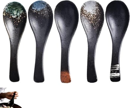 5-delige Retro Aziatische Keramische Soeplepel Set
