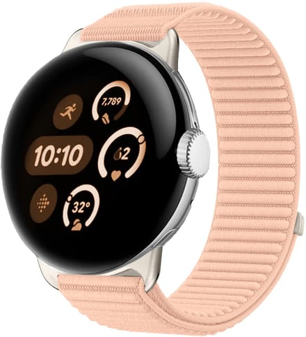 Strap-it Nylon 'Wave' bandje geschikt voor Google Pixel Watch 5 (45 mm) / 4 (45 mm) / 3 (45 mm) - Roze