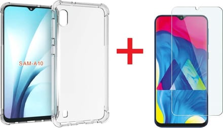 Ntech Hoesje Geschikt Voor Samsung Galaxy A10 Anti Shock Hoesje + Glazen Screenprotector