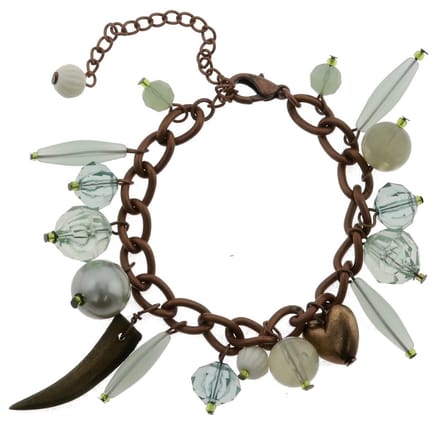 Behave - Bedelarmband - Bronskleur groenaccent speels design - 15 cm