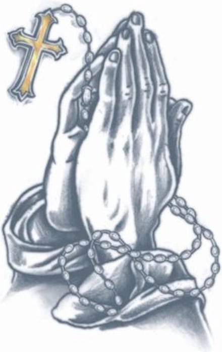 Tinsley Neptatoeage Prison Tattoo Praying Hands Polyester