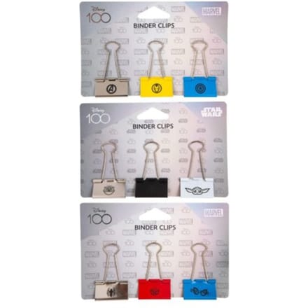 Disney 100 black collection - papierklem 25 mm avengers, star wars & spiderman, assorti