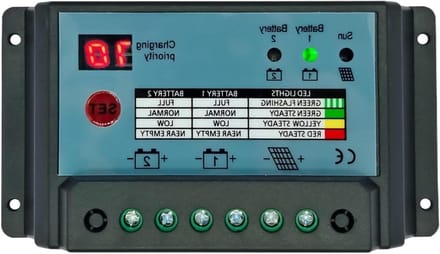 Zonnelaadregelaar - Solar Regulator - Batterij Beheer - Industriële Microcontroller - 20A - Grijs
