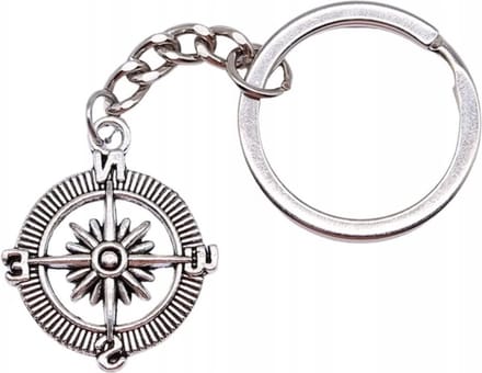 Kompas/roos sleutelhanger - Sleutelaccessoire - Nautische sleutelhanger - Compass keychain - Cadeau - 6 cm - RVS - Jonyx