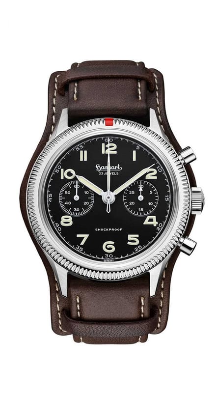 Hanhart Pioneer 417 ES Horloge Donkerbruine band - 42 mm