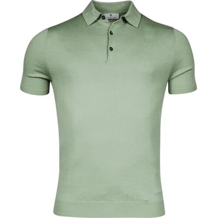 Thomas Maine Fine Merino Pullover Polo Collar Short Sleeve Single Knit Licht Groen / male