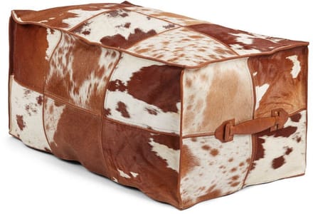 Sheepskin House - Kalfsleren Poef â€“ Langwerpig â€“ 45x82x38 cm