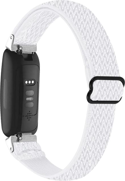 By Qubix - Compatible Fitbit bandje - Geschikt voor fitbit Inspire 3 - Elastische solo loop nylon bandje - Wit