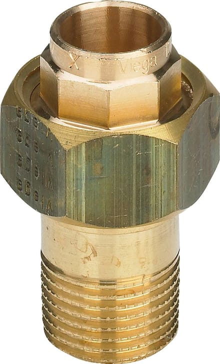 Viega Overgangskoppeling, d 12mm, R 3/8 rood koper of siliciumbrons, messing model 94341G, 118921