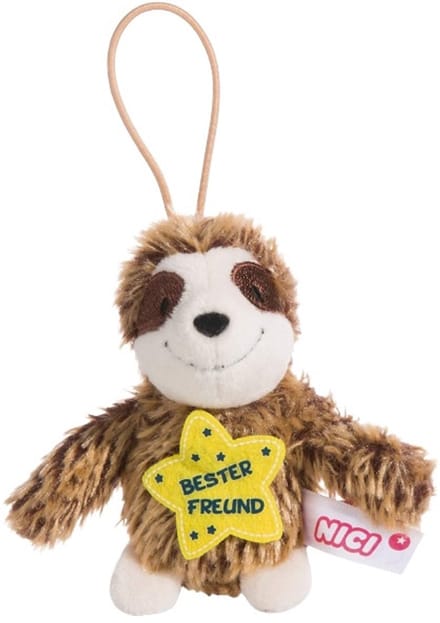 Nici Knuffelhanger Luiaard Vriend Junior 10 Cm Polyester Bruin