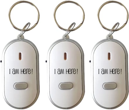 Bellatio Design Terugfluitende Sleutelhanger - 3x - wit - kunststof - 5 meter - sleutels terugvinden